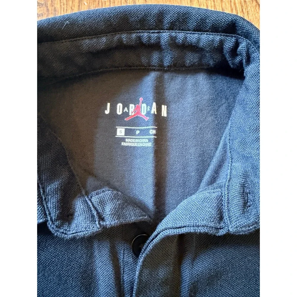 Vintage Jordan Nike Air Polo Shirt Embroidered‎ Logo Black Men's Small S Retro